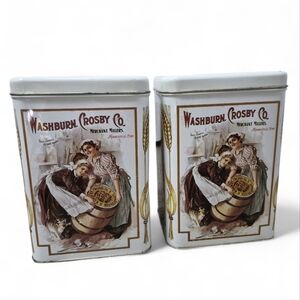 Vintage Washburn Crosby Gold Medal Flour Tins - Set of 2
